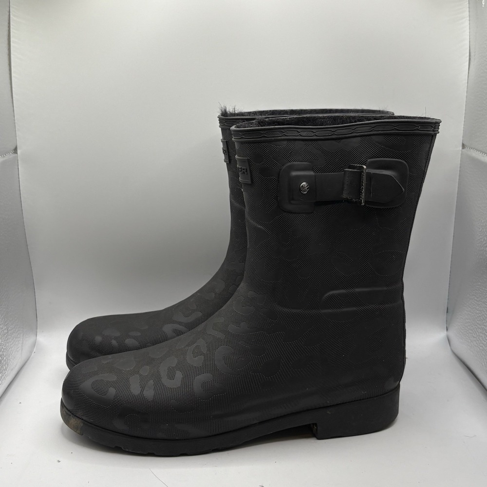 Black Cheetah Hunter Original Short Rain Boots for Women Size 7